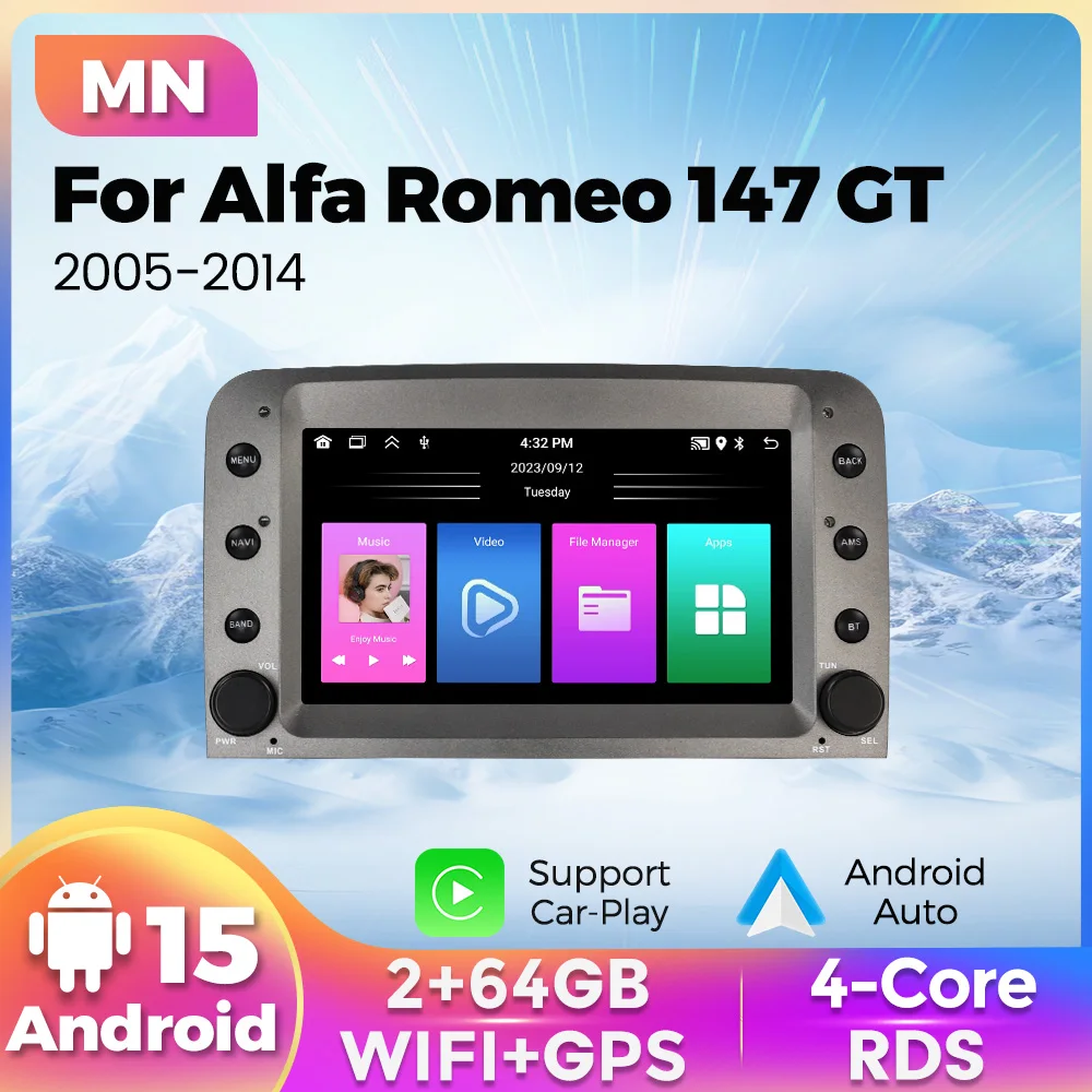 MEKEDE Android Auto Wireless Carplay Auto Radio Automotive Multimedia Player Für Alfa Romeo 147 GT 937 2005-2014 GPS navigation