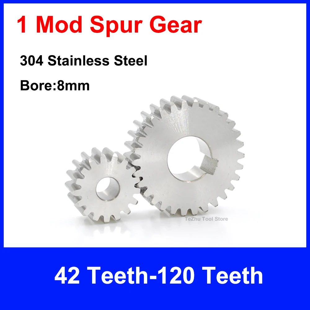 

1PCS Pinion Spur Gear 1M 42T-120T Transmission Cylindrical Gear 304 Stainless Steel 1 Mod 42 Teeth-120 Teeth