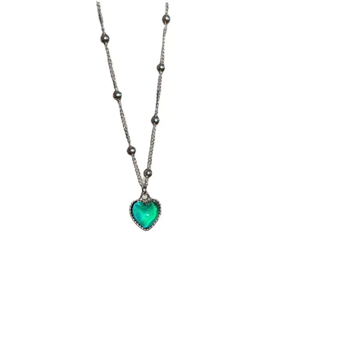 Changing Color Heart Pendant Necklace For Women Simple Design Temperature Sensitive Stone Peach Choker Party Jewelry image 6