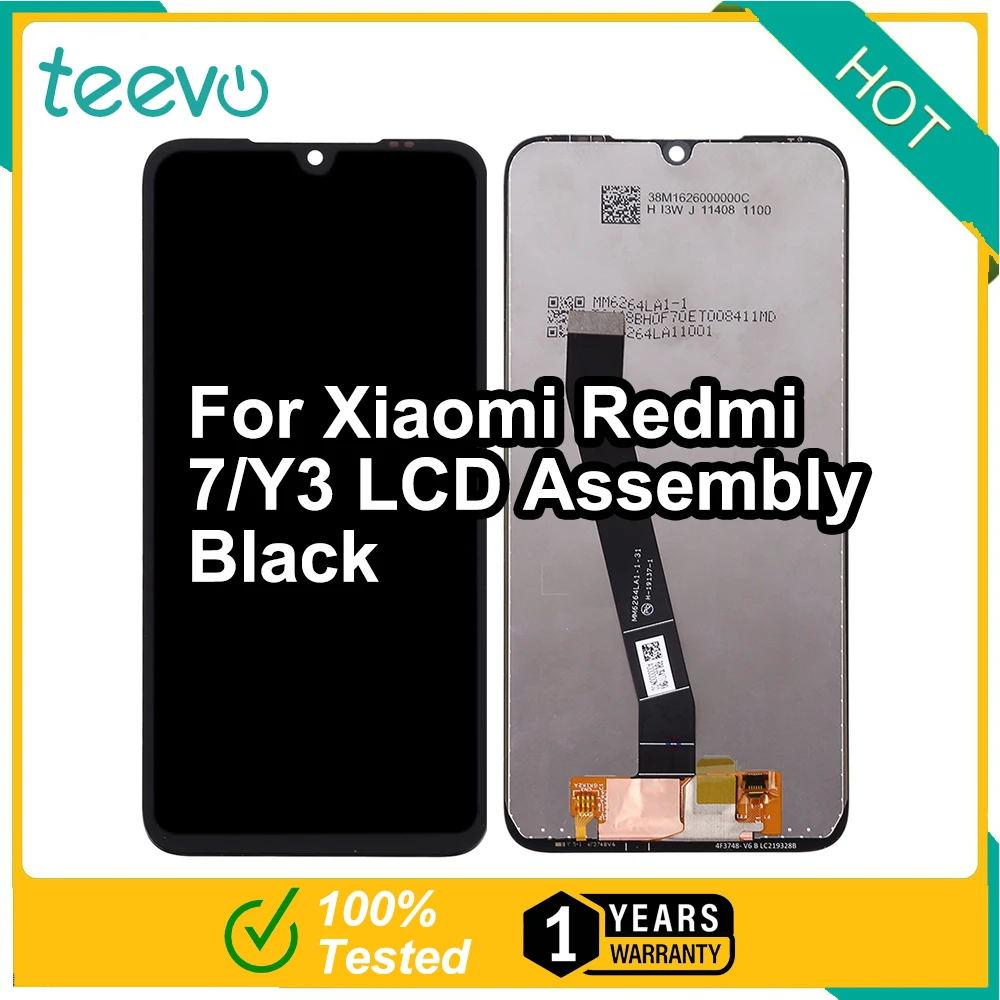 Teevo tampilan layar LCD & layar sentuh, Digitizer hitam untuk Xiaomi Redmi 7/Y3