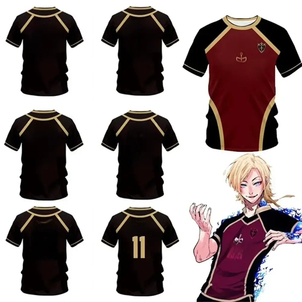 Camisa de camisa de futsal Vl Replika blue lock anime bastardo verão de Munique camisa masculina e