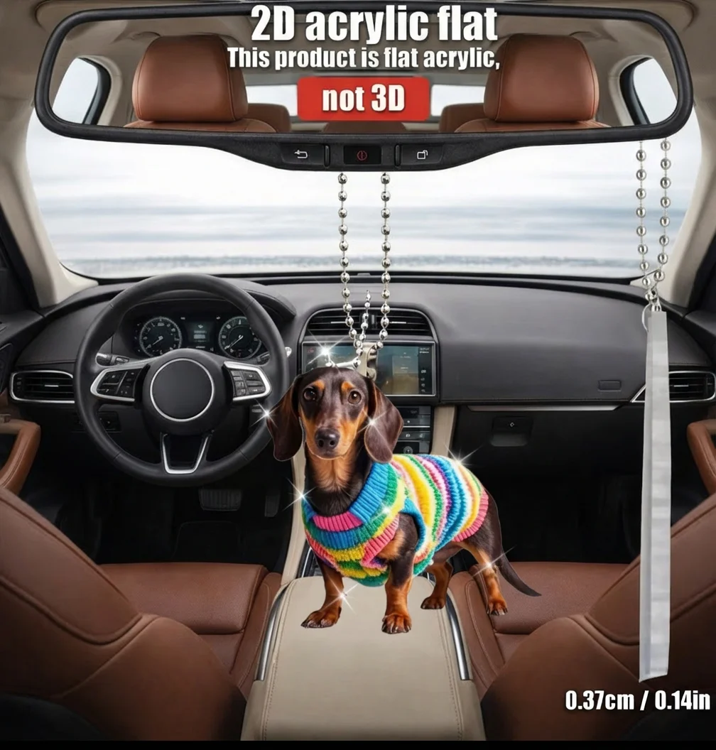 

2D Funny Dachshund With Pendant Used for Car Hanging Decoration Fun Decoration Home Decoration Backpack Accessories keychains