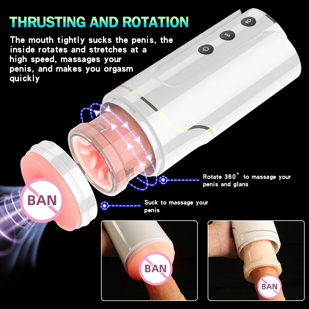 HESEKS Automatic Electric Masturbation Cup Hands Free Men Masturbators Blowjob Have Strap Adult Wearable Sex Toys For Male 18