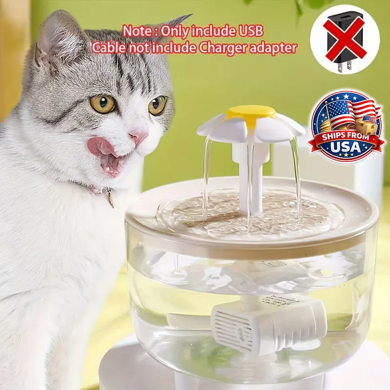 Fonte de Água para Gatos de Grande Capacidade, Dispensador Automático de Água para Animais de Estimação, Alimentado por USB, Baixa Voltagem, Seguro para Gatos e Cães, Operação Silenciosa para Animais de Estimação