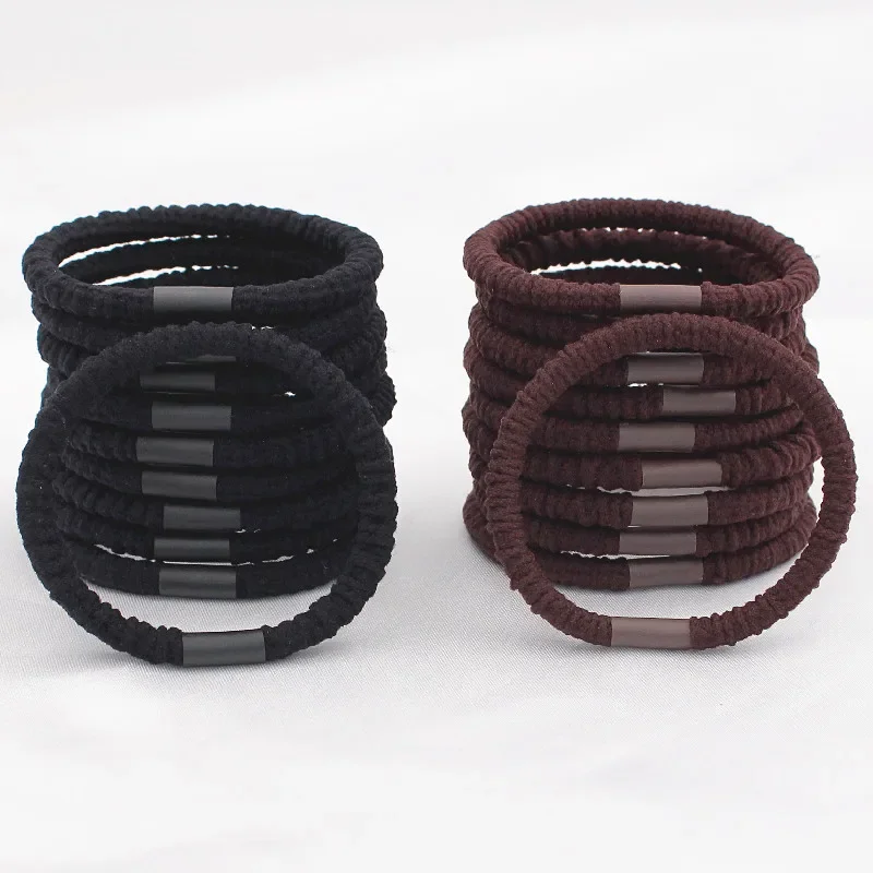 10 pièces épais basique élastique bandeau de cheveux solide noir marron élastique extensible cheveux cravate élastique pour cheveux longs épais pas de pli