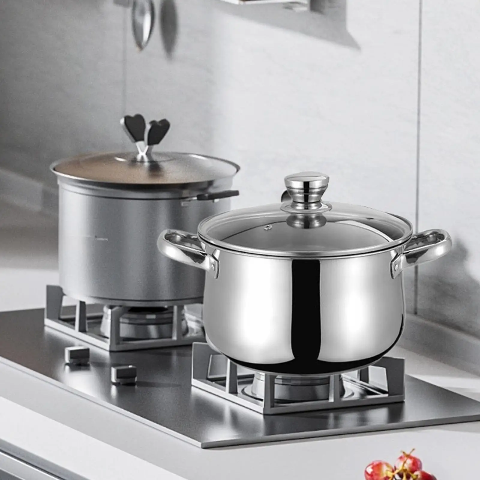 Olla de sopa de acero inoxidable, utensilios de cocina compatibles universales, cacerola de gran capacidad para cocina, utensilios de cocina para acampar al aire libre