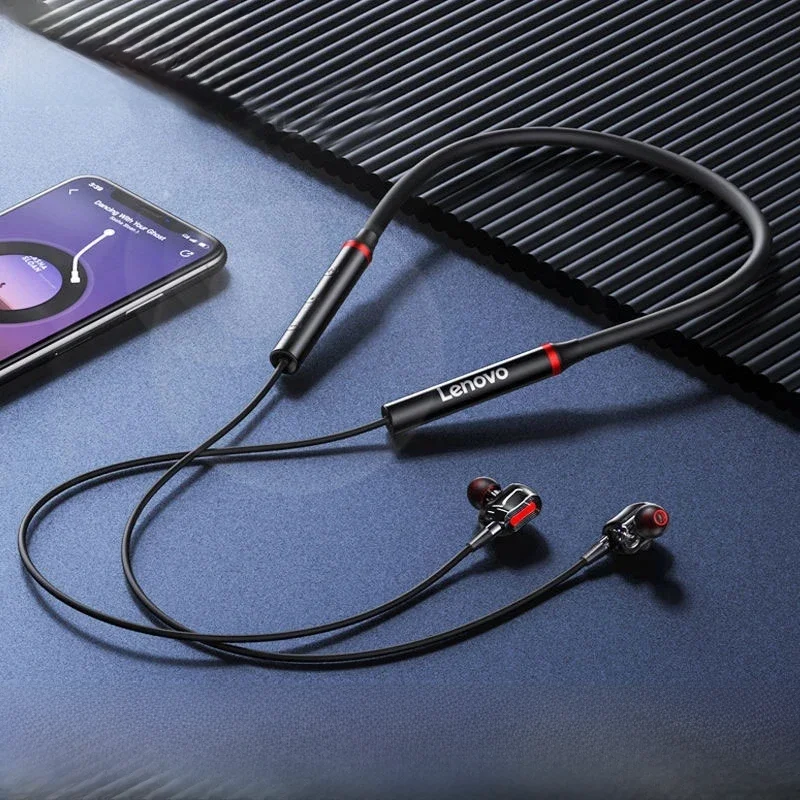 Lenovo-HE05 Pro TWS Fone De Ouvido Bluetooth Sem Fio, Esportes Neckband Headphones, microfone à