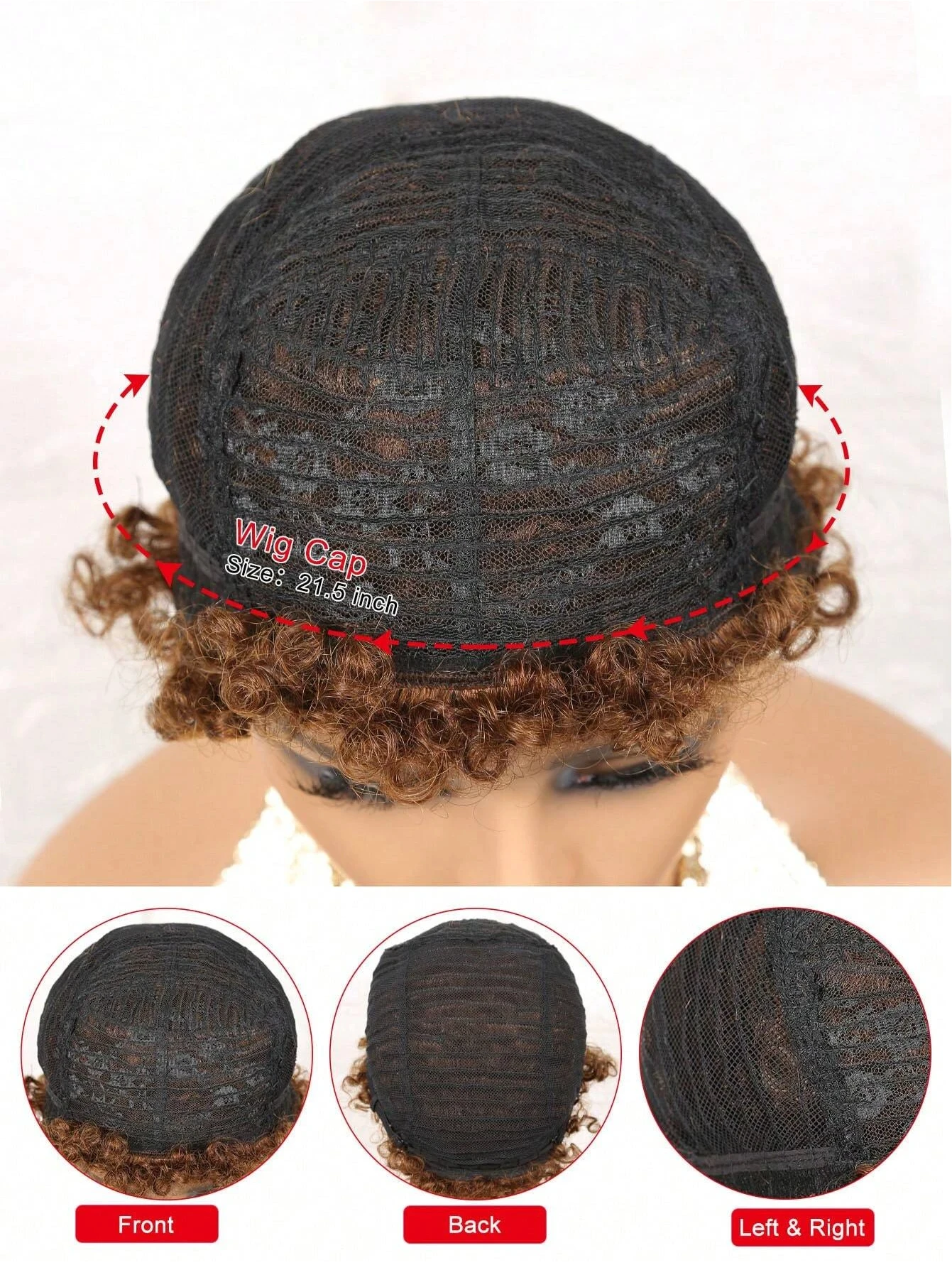 Afro Puff Curly Perucas com Franja para Mulheres e Meninas, 100% Cabelo Humano, Peruca de Cabelo Natural Suave, HY-3002