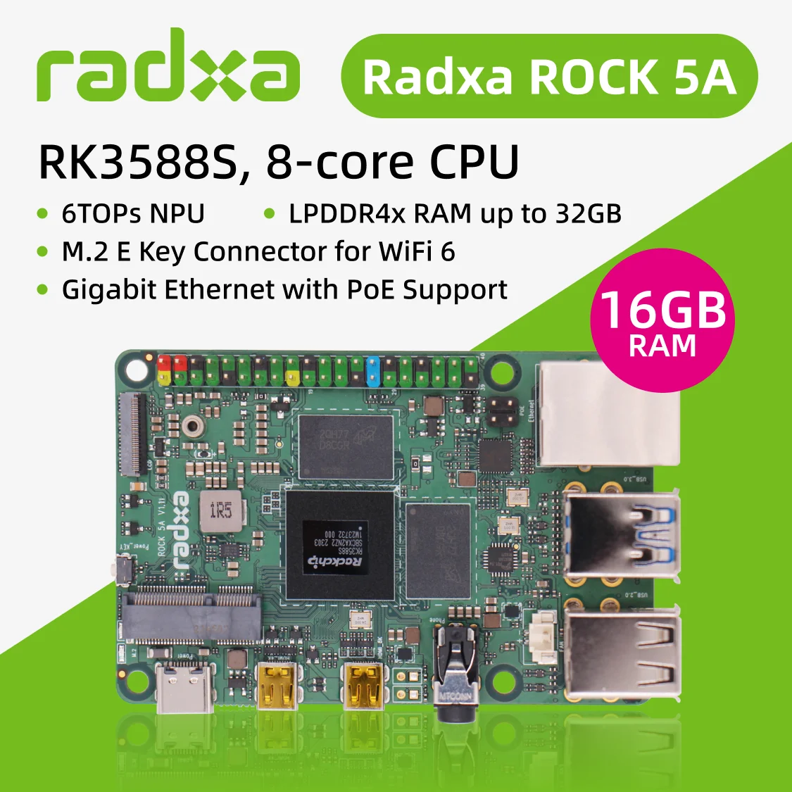 Radxa ROCK 5A 8-Core SBC 8K HDMI WiFi 6