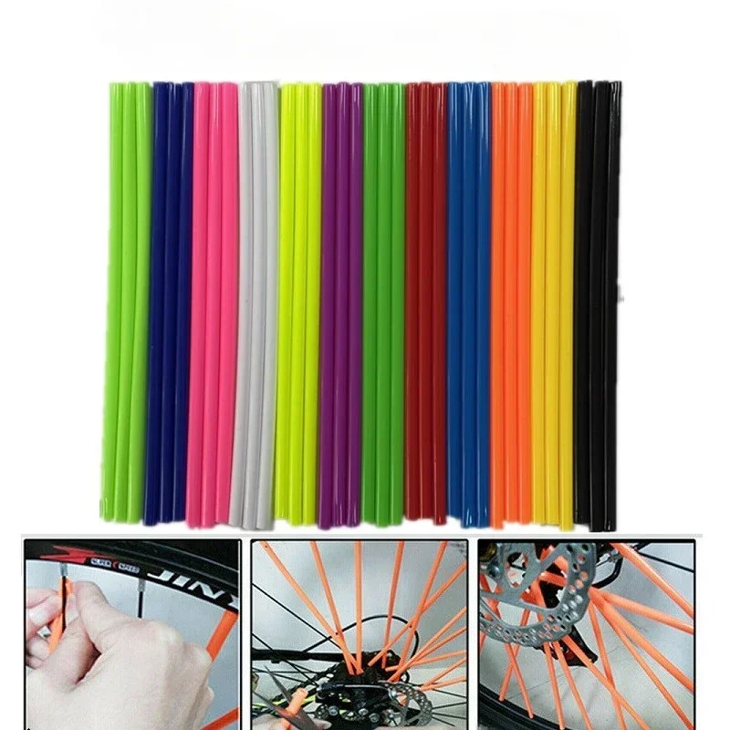 AliExpress NONE 72Pcs 24cm Bike Motorcycle Wheel Spoked Protector Skin Covers Pipe For Motocross Bicycle Bike Cool Accessories 11 Colors 24CM