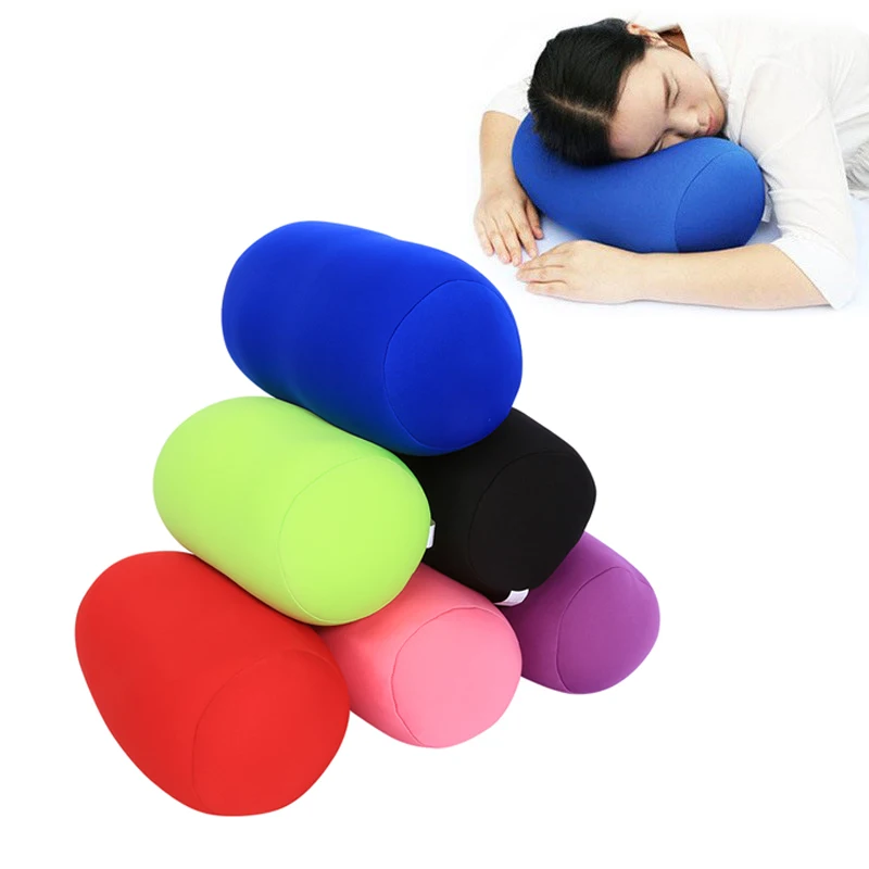 Mini Microbead Back Cushion Roll Throw Pillow Travel Beach Backrest Pillow Home Sleep Neck Support Comfortable Office Seat Pillo