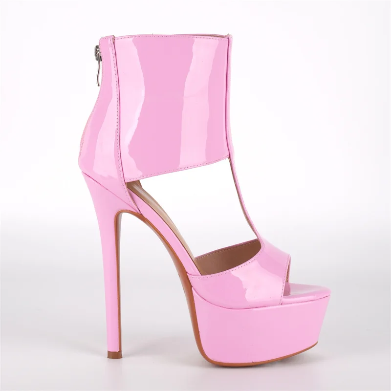 Onlymaker Women Pink Platform Peep Toe Ankle Strap Stiletto Thin High Heels Party Dress Big Size Back Zipper Stiletto Sandals image 3