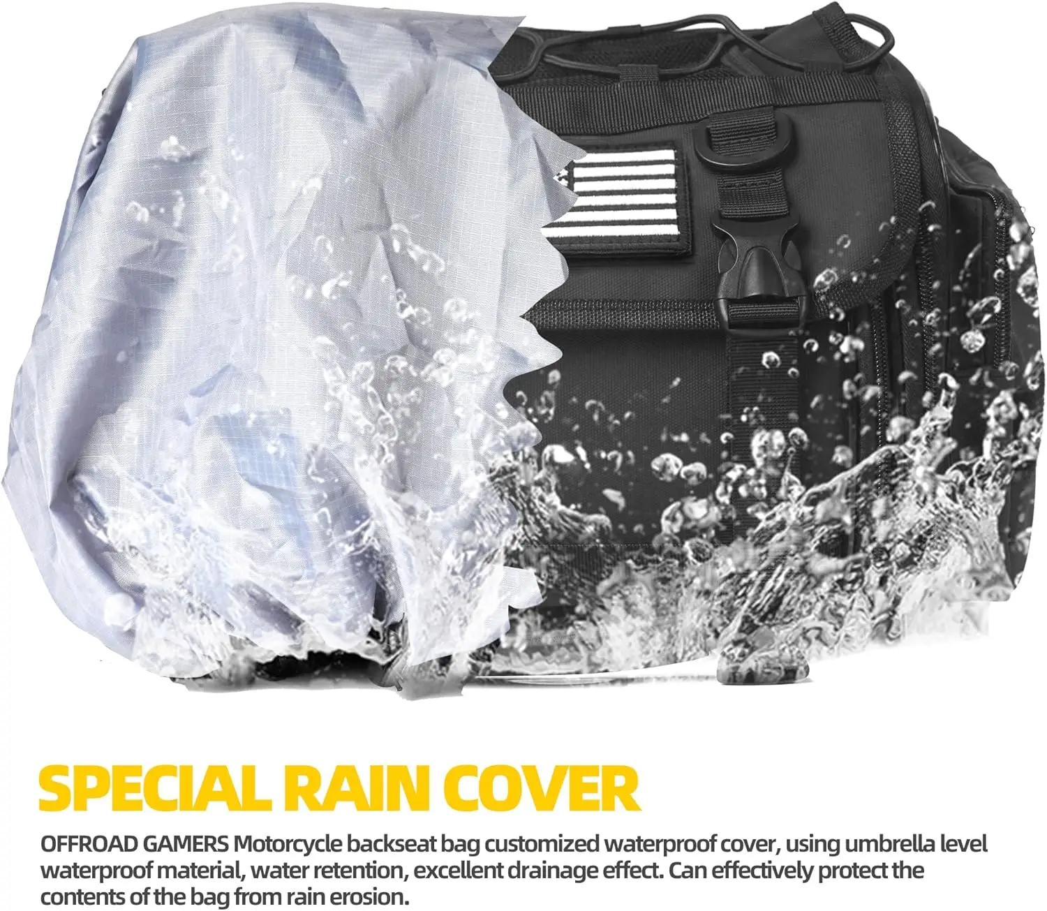 US Style Motorcycle Seat Bag 25L Motorcycle Tail Bag Shoulder Bag Travel Luggage Bags Motorbike Rear Tack Truck Bag with Straps