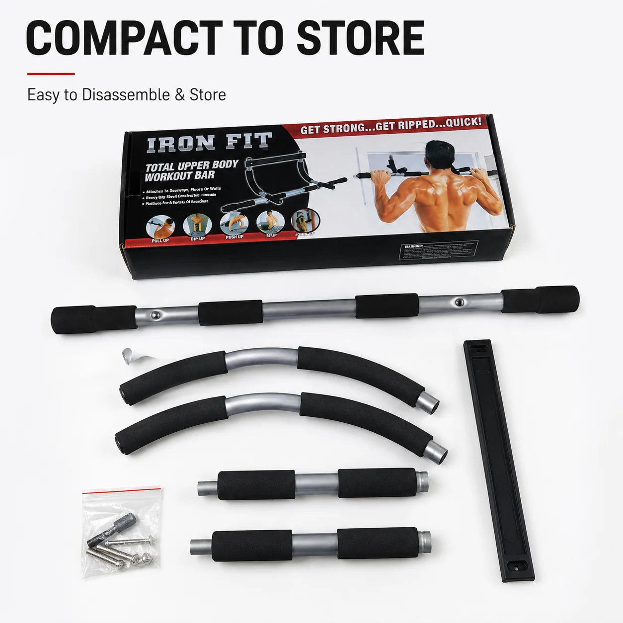 Doorway Pull Up Bar No Drilling Over Door Chin Up Bar Upper Body Workout Home Gym Equipment with Sponge Handle Hanging Exercises for Fitness Training at Home Heavy Duty Steel 100kg Capacity view 8