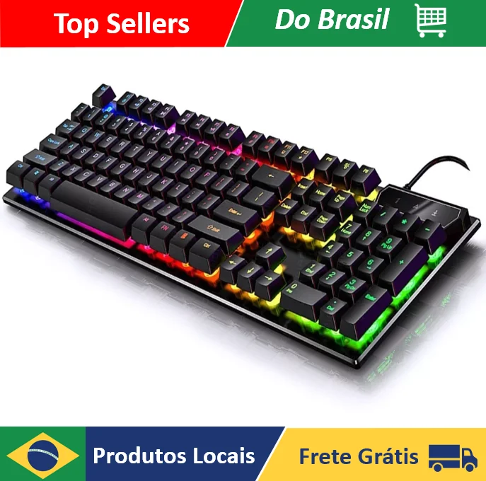 ألعاب Teclado شبه ميكاتيكو RGB LED تراجيلومينادو كومبوتادور الكمبيوتر الأصلي