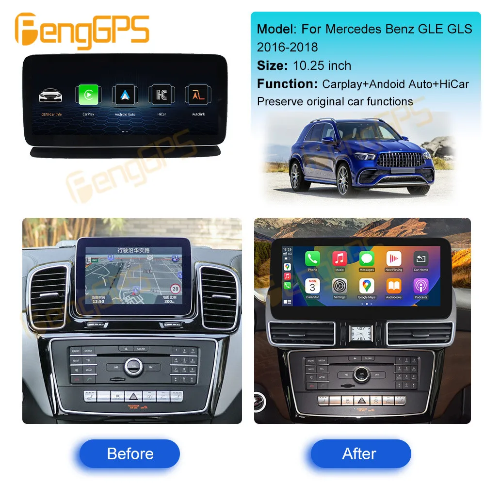 Wireless Carplay Android Auto Linux System For Mercedes Benz GLE GLS 2019-2018 Car Radio HiCar FM DSP WIFi GPS Rear Camera