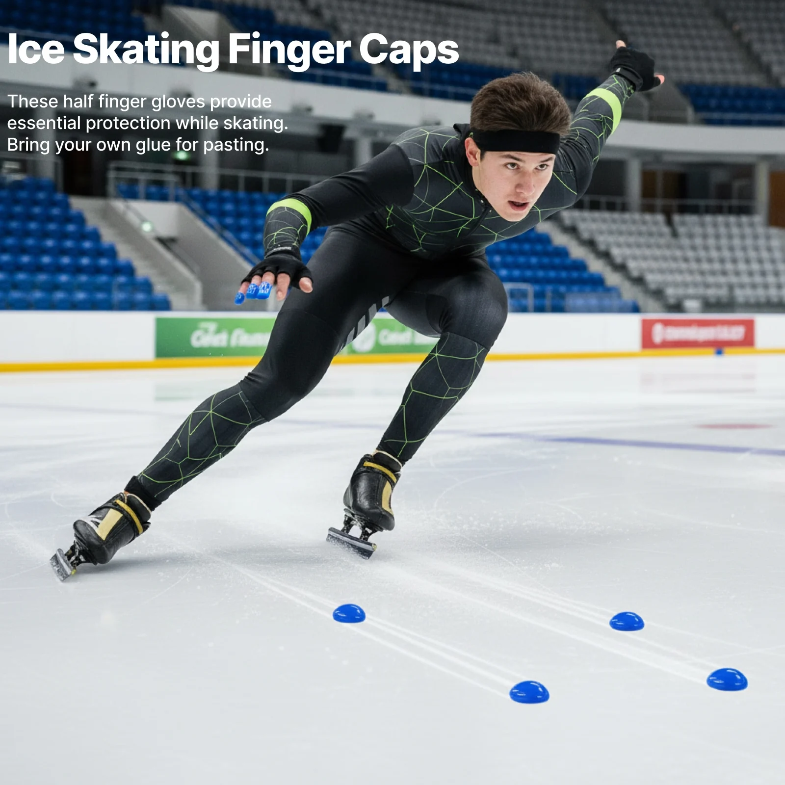 Ice Skating Finger Caps Buckles Decor Smooth Surface Short Track Speed Skating Clips for Training Figure Skating Indoor Gifts
