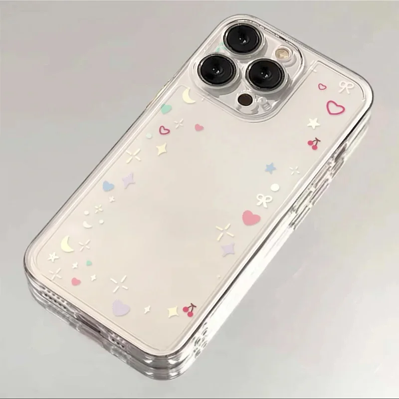 Coque de téléphone transparente pour iPhone, Mini SiliconeCover, Autour de la lune et des étoiles, 16, 15, 14, 13, 12, 11 Pro Max, Poly XS MAX, 7, 8 PLUS
