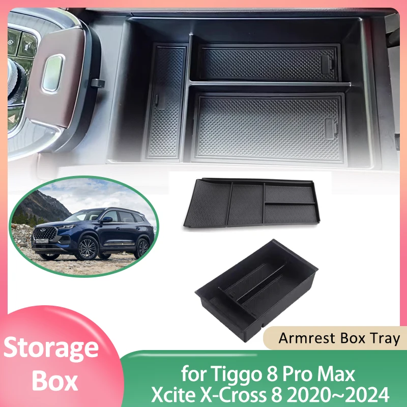 

Car Storage Box for Tiggo 8 Pro Max Plus Xcite X-Cross 8 2020~2024 2021 2022 Center Console Organizer Armrest Tray Accessories