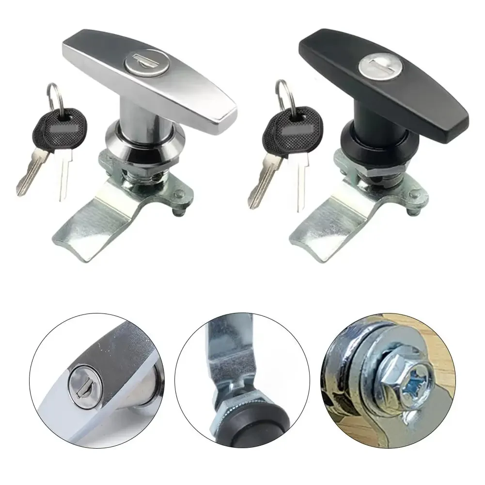 

MS324-1-2Zinc Alloy Black T Handle Latch Quarter Turn Cam Lock Adapt to Garage Cabinets Storage Panel Knob Lock cylindrical lock
