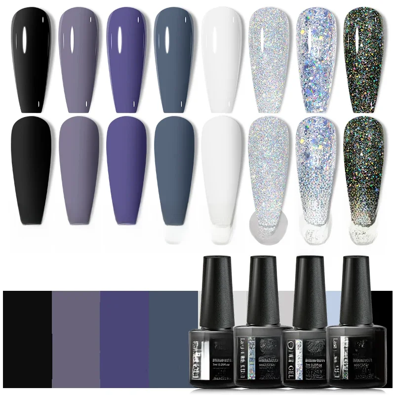MEET ACROSS 7ml série sombre Gel vernis à ongles couleur d'hiver Semi Permanent UV LED Gel vernis tremper Nail Art Gel vernis à ongles