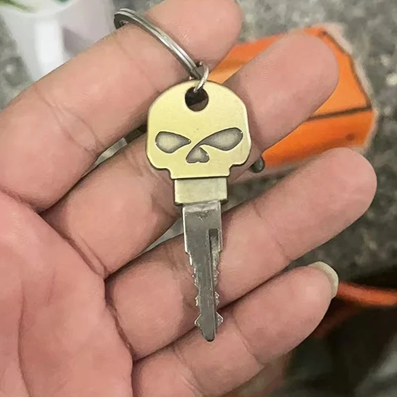 Tête de clé de moto en forme de crâne créatif, bricolage, nécessite un polissage manuel du porte-clé, personnalité, poignée de remplacement