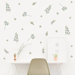 Cartoon Green Leaves Watercolor Vinyl Nursery Wall Decals Print Kids Girls Room Living Room Interior Home Decor Wall sticker