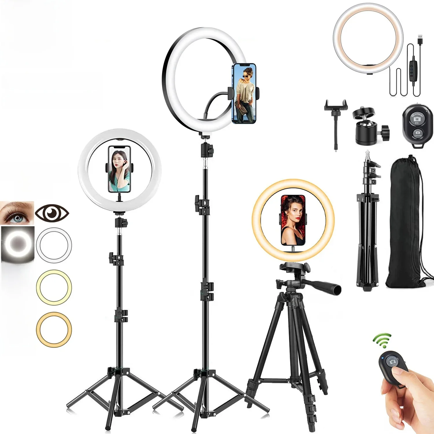 10 "26 cm LED Selfie Ringlicht Fotografie Video Licht RingLight Telefoonstandaard Statief Invullicht Dimbare Lamp Trepied Streaming - afbeelding 2