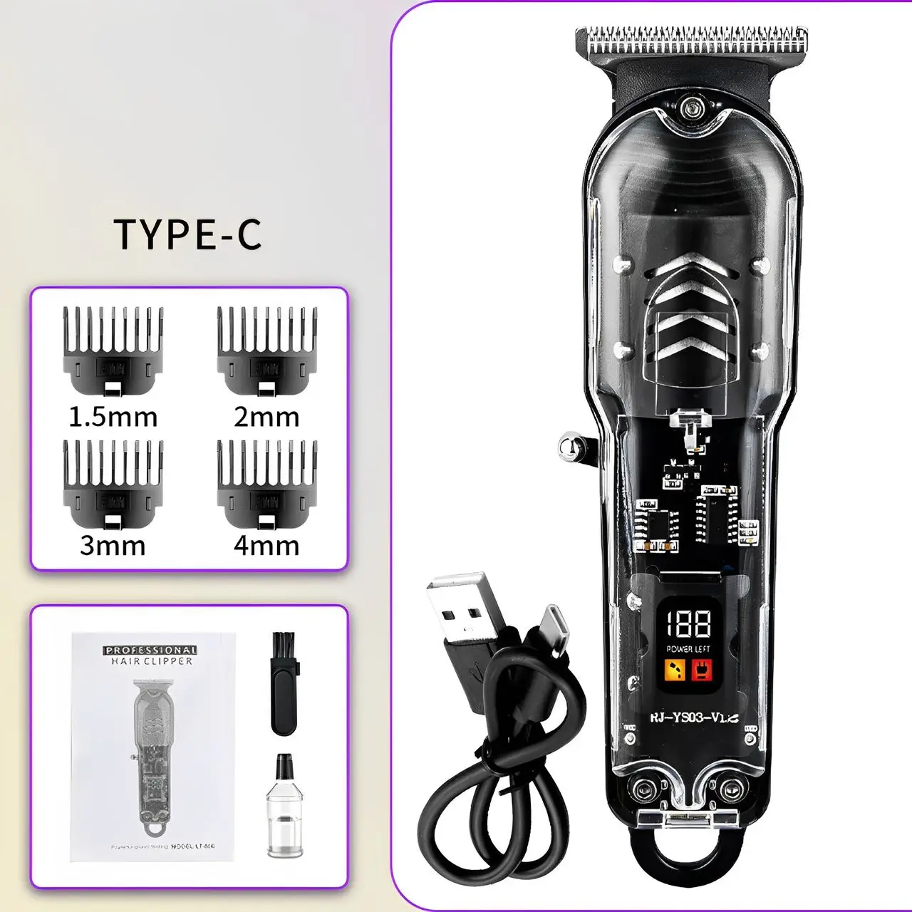 Barba De Para Cortar مع شاشة العرض ، إزالة لاسلكية احترافية #6