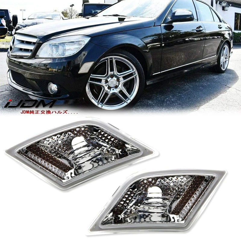 

2pc OEM-Spec Front Bumper Side Marker Lamp Housings For 2008-2011 Mercedes W204 Pre-LCI C250 C300 C350 & 2008-13 C63 AMG C-Class