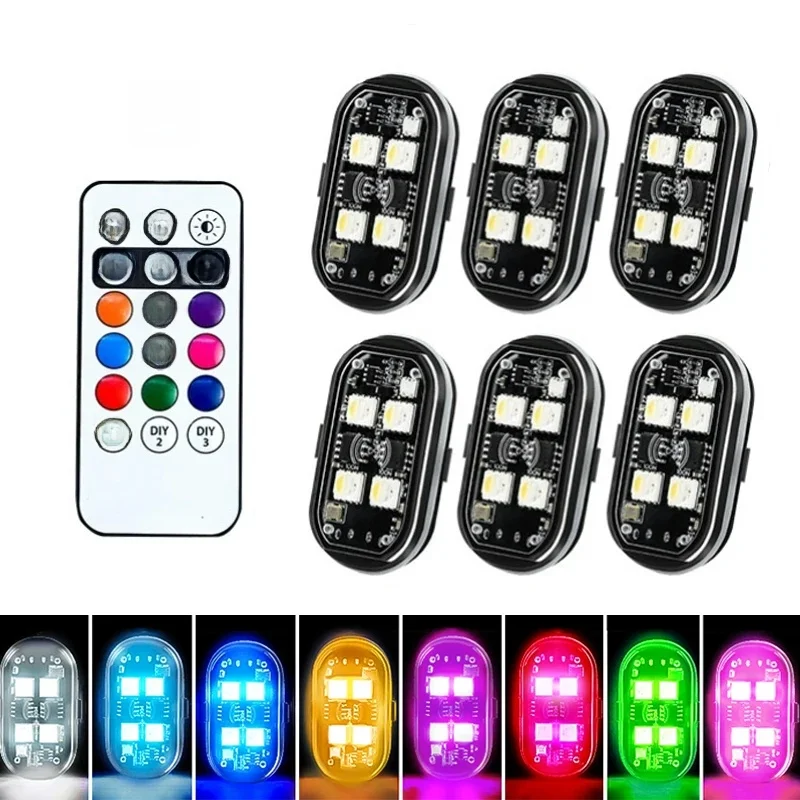 Lumière sans fil avion avion hélicoptère feux d'avertissement RGB Led lumières stroboscopiques moto lumières LED Flash avec chargement USB