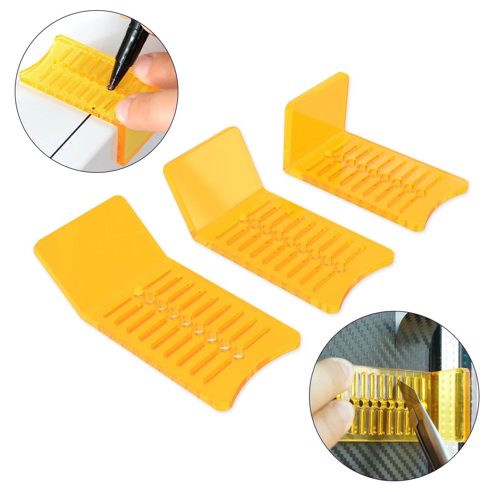 EHDIS 3PCS Carbon Fiber Film Install Measure Scraper Car Vinyl Wrap Decal Sticker Mark Cutting Aid Tool Auto Styling Accessories