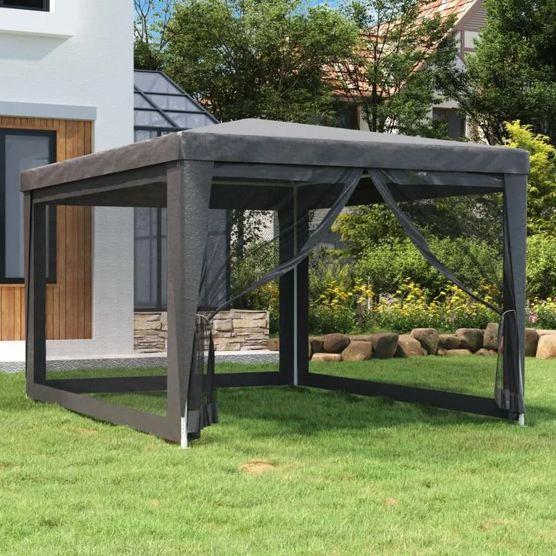 Carpa para fiestas de 3x4m con malla antracita y 4 paredes laterales