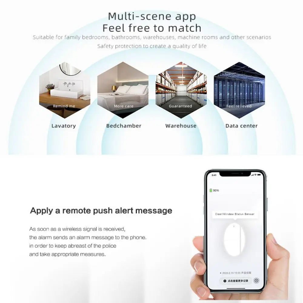 smart home zigbee door sensor opening door alarm sensorsmart Life appworks with Alexa Google Assistant