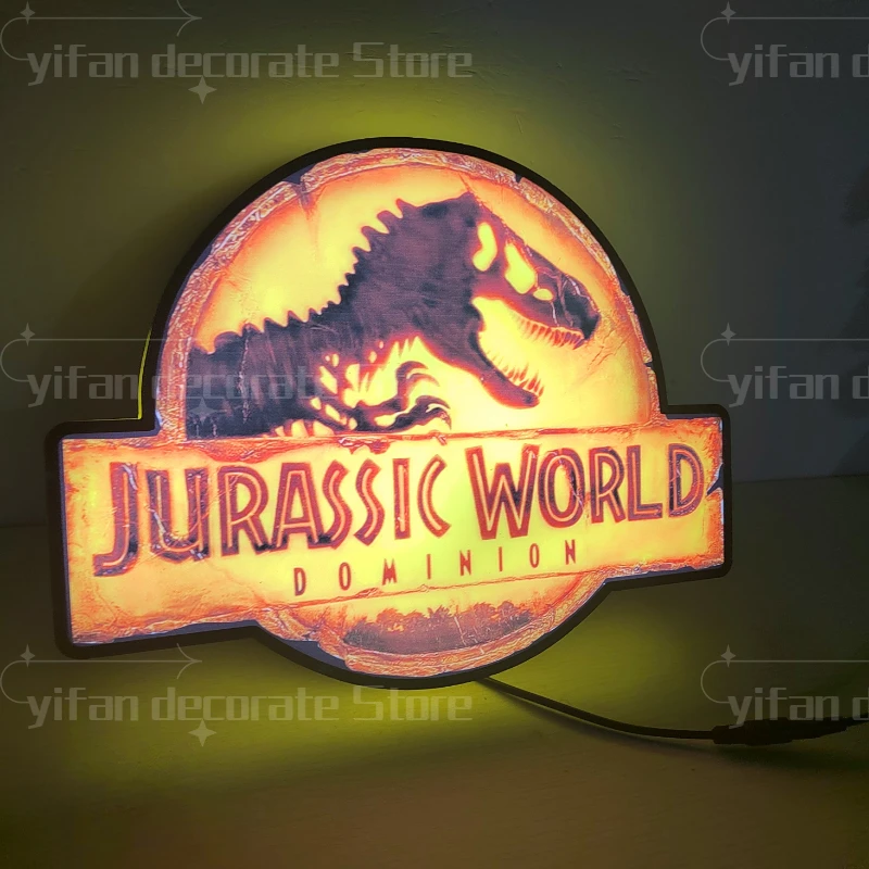 Jurassic Park Dominion Logo LED Lightbox Custom Wall Decor for Children Illuminated Gaming Room 12 Inch Nightlight Gift 3D Print