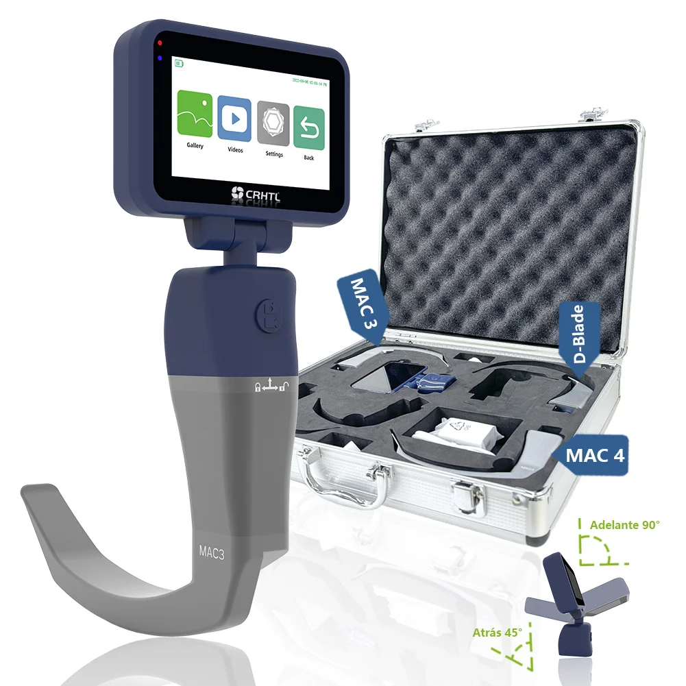 3.5 inch Touchscreen Digital Video Laryngoscope with 3 Reusable Blades (MAC3 / MAC4 / D-Blade) Include Suitcase Waterproof Cap