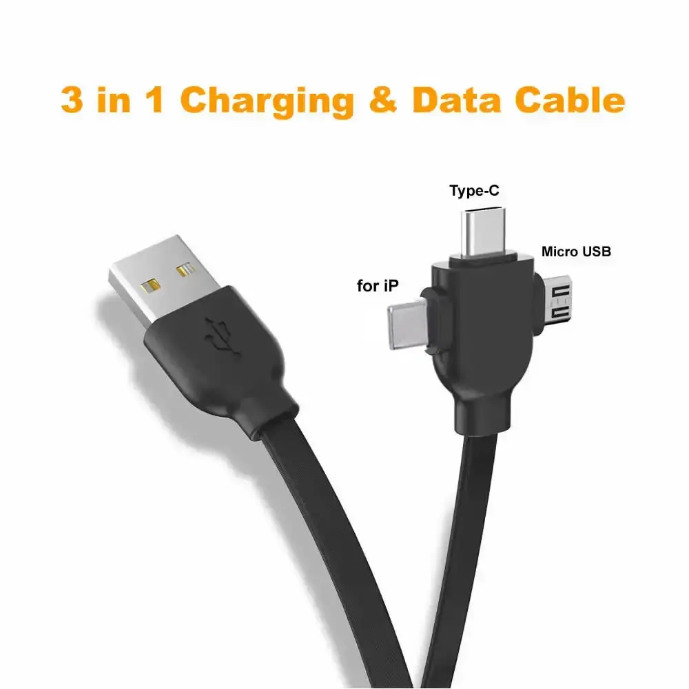 Retractable Multi Fast Charging Cord 3 in1 USB Cable with 8pin/Micro USB/Type C Data Sync Charger for iPhone,iPad,Samsung & More