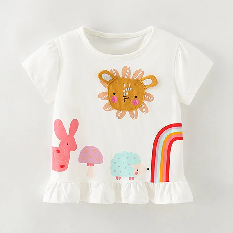 

Brand Mini Dress Tee Fashion 100% Cotton t-shirt New 2024 Summer Short-sleeve Cartoon Children Bebe Kids Baby Girls Clothes 1-7Y