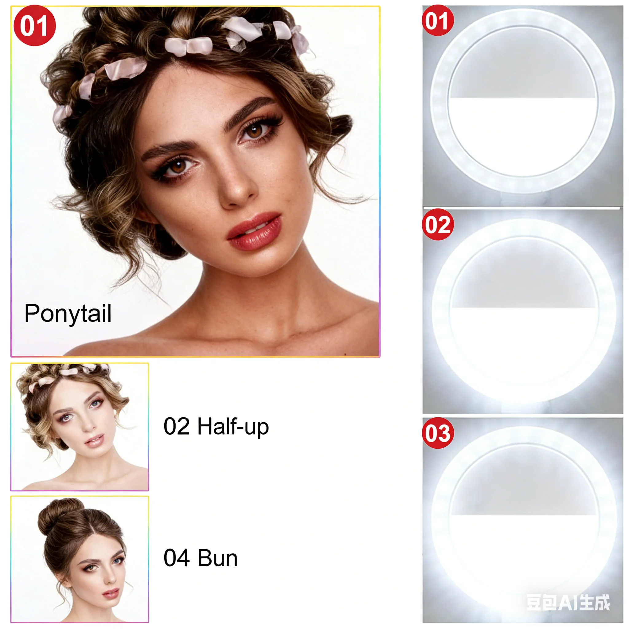 

Светодиодная кольцевая лампа-кольцо для селфи с креплением на телефон и iPad - перезаряжаемая, с регулируемой яркостью, универсальная для фотографии/влогов