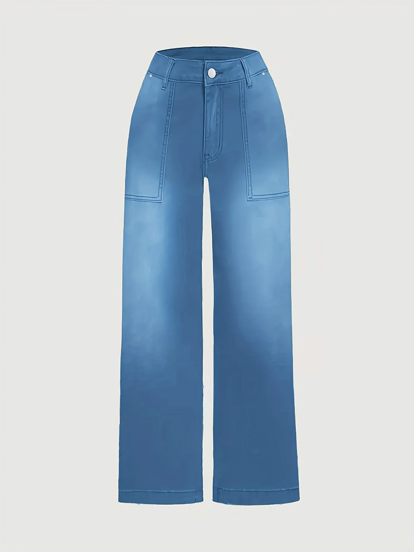 

Женские широкие джинсы с высокой талией, укороченные джинсовые брюки, однотонные эластичные джинсы до щиколотки с карманами