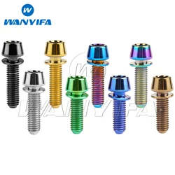 Wanyifa Titanium Bolt M5x16 18 20mm Taper Hex Head Screw with Non-sehdding Washer for Bike Bicycle MTB Stem Part Ti Fasteners