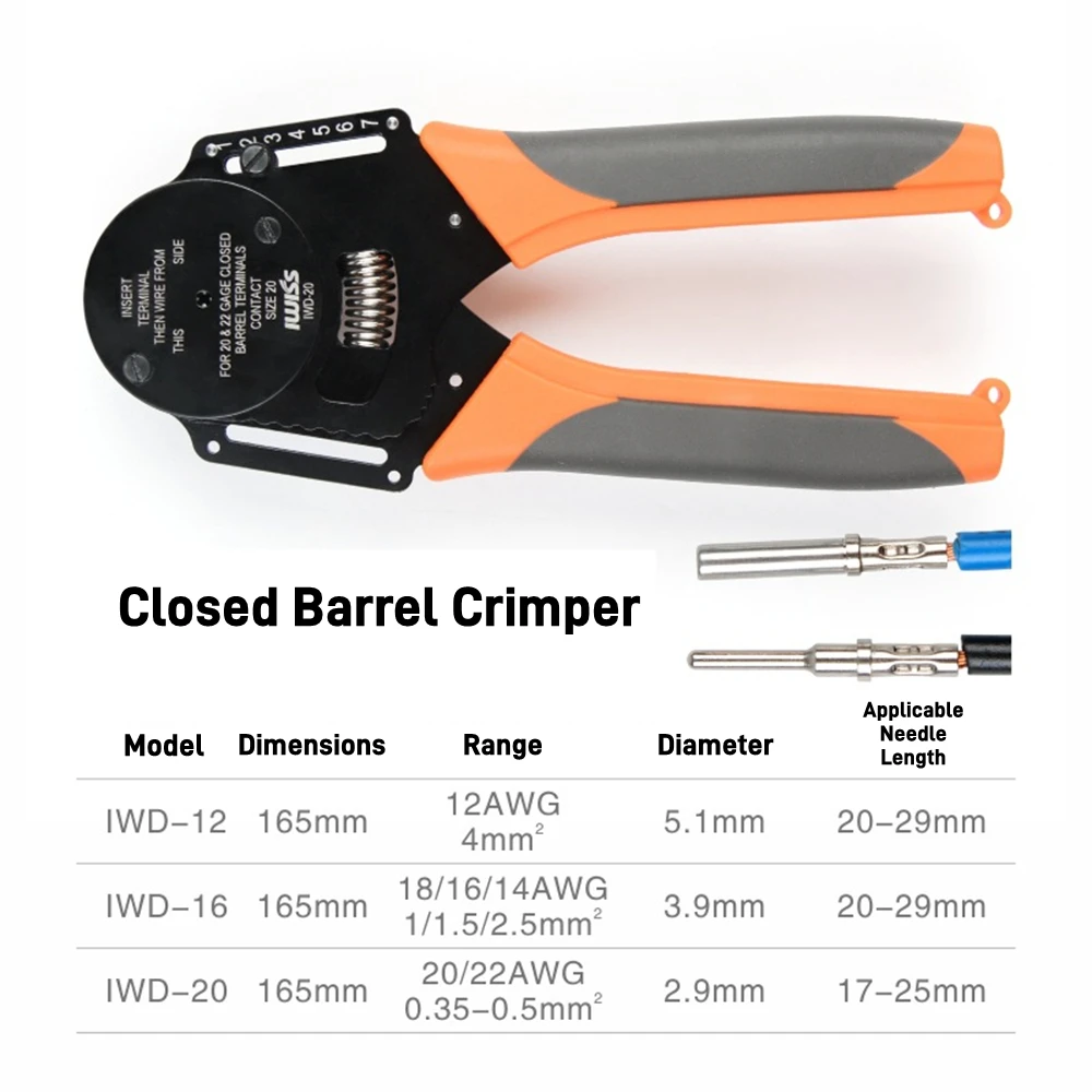 Imagem -06 - Fechado Barrel Crimper para Deutsch Way Recuo tipo Impression Contatos Sólidos Gage Iwd12 16 20