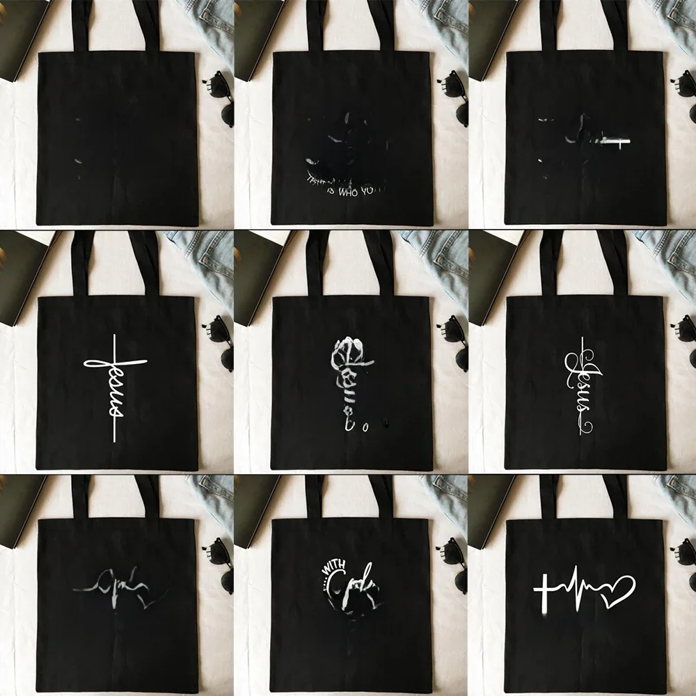Torby na zakupy Way Maker Miracle Worker My God Christian Canvas Tote Bag Wiara Hope Love Jesus Print Torba na ramię wielokrotnego użytku na książki — zdjęcie 2