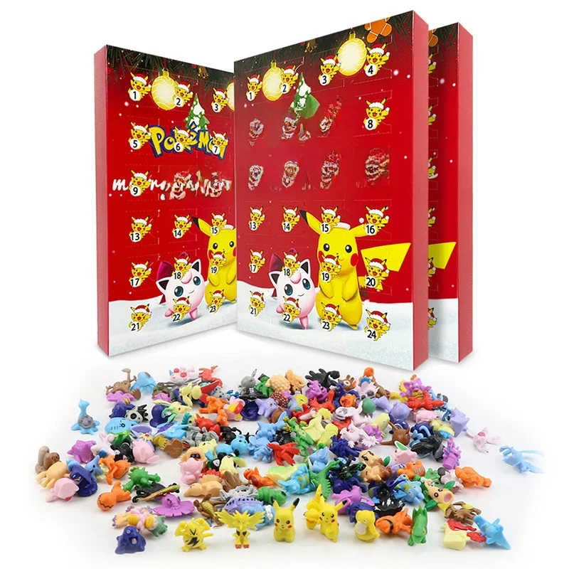 Kalendarz adwentowy Pokemon rysunek pudełko bożonarodzeniowe prezent na Halloween mini Pikachu Anime figurkowa akcja 24 sztuk zestaw Model z pcv zabawki dla dzieci — 2