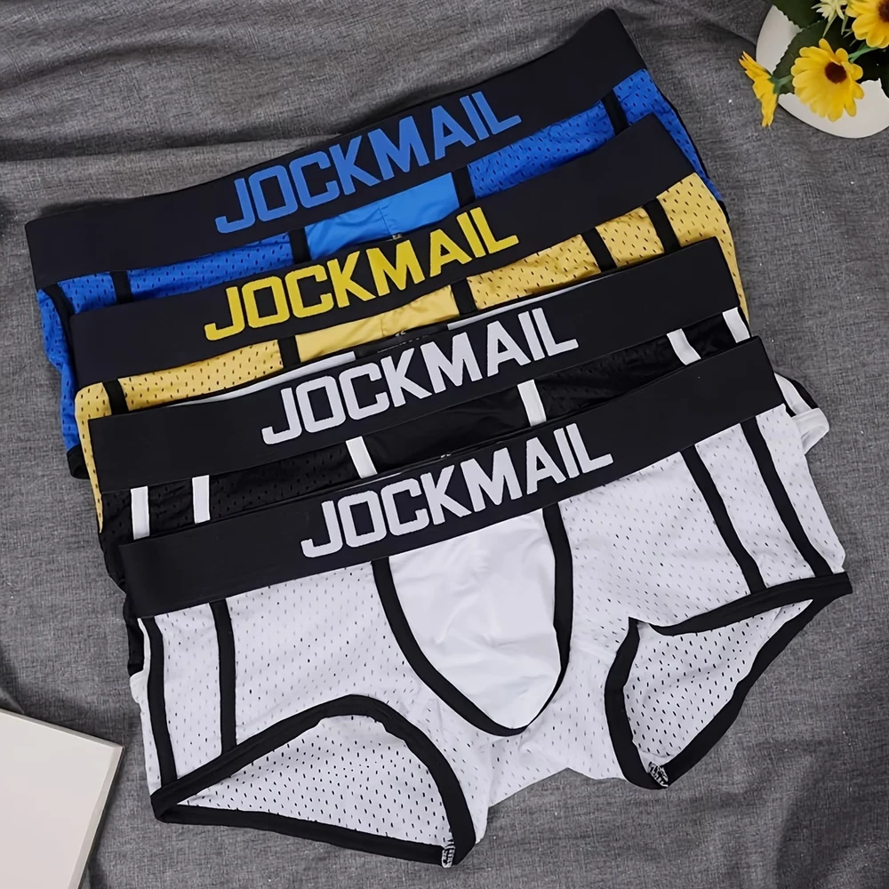 

Jockmail мужские трусы из нейлоновой сетки скользкие боксеры сращивание сексуальное мужское нижнее белье с низкой талией мягкие спортивные мужские шорты нижнее белье для геев