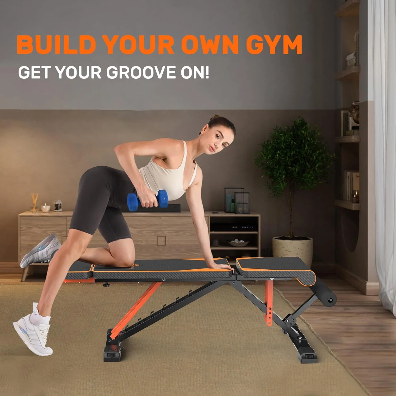 Adjustable Weight Bench with Resistance Bands Folding Weight Bench for Full Body Workout Home Quick Folding Versatile 2