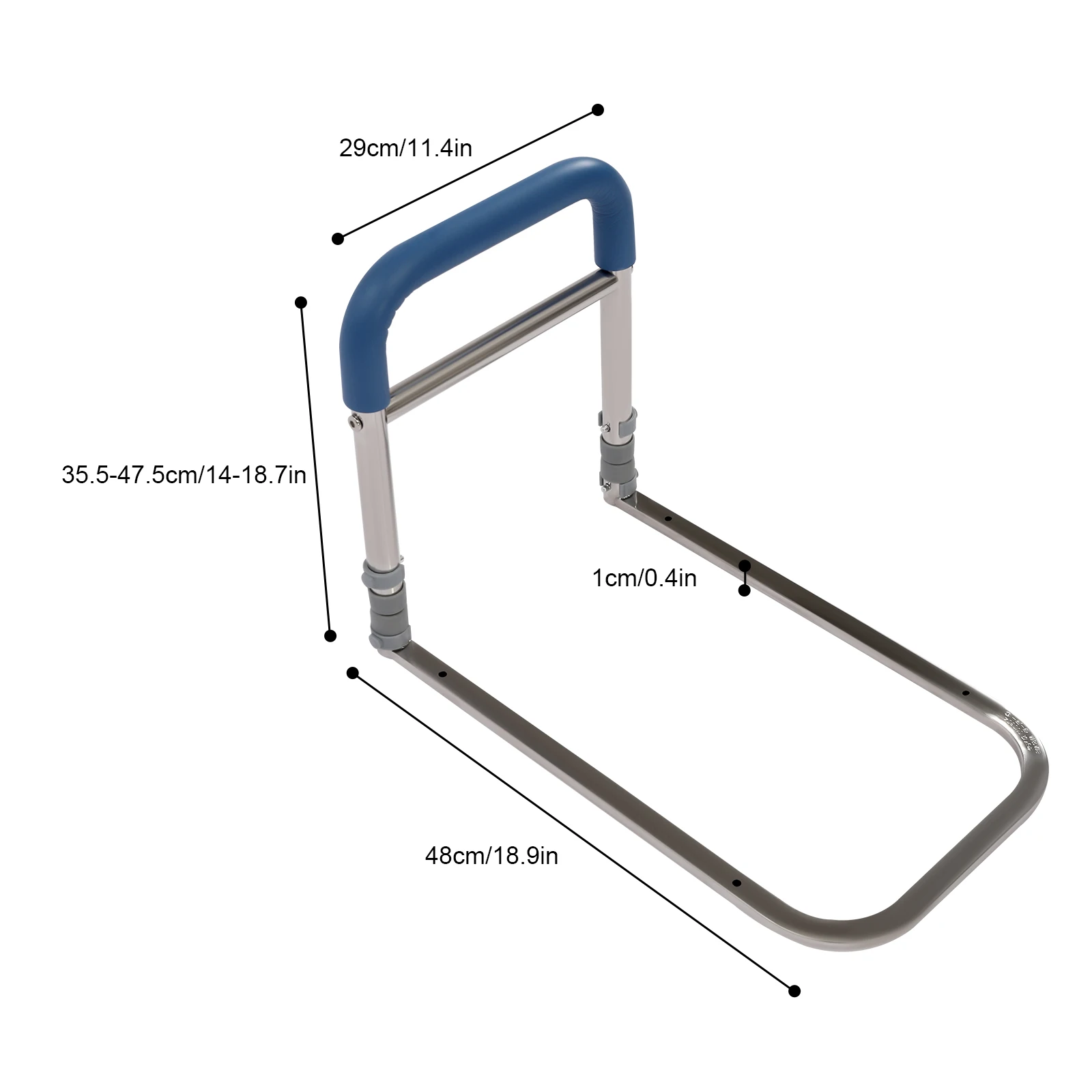 Aço inoxidável Bedside Safety Rail, Assistente de cabeceira, Corrimão para o Estável, Dobrável, Ajustável, Cama Senior