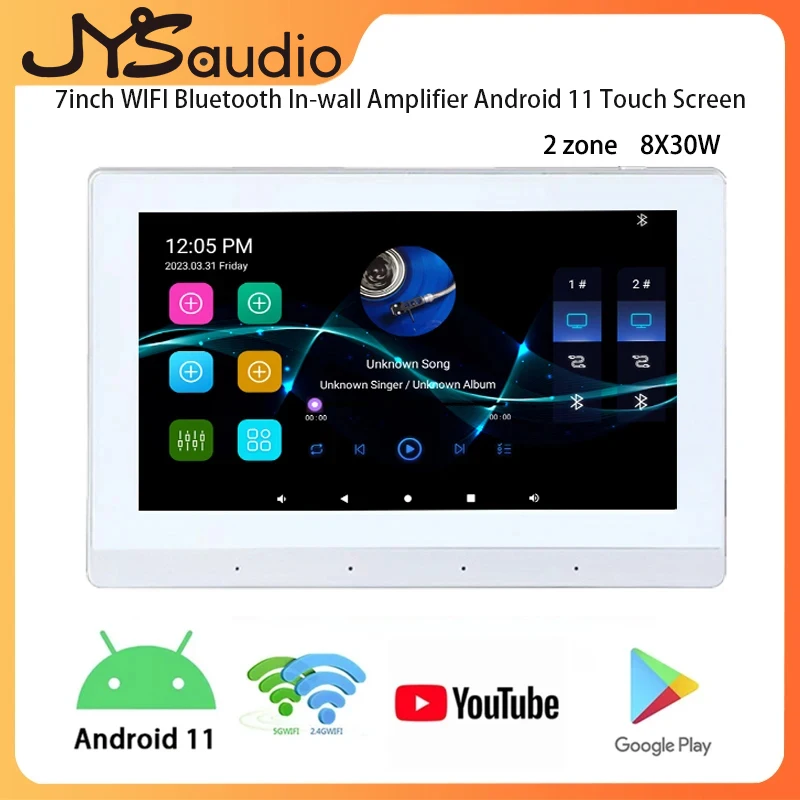 NEW 7 inch Android 11 Smart Home Background Music Panel Stereo Sound Google Play YouTube WIFI Bluetooth Audio In Wall Amplifier