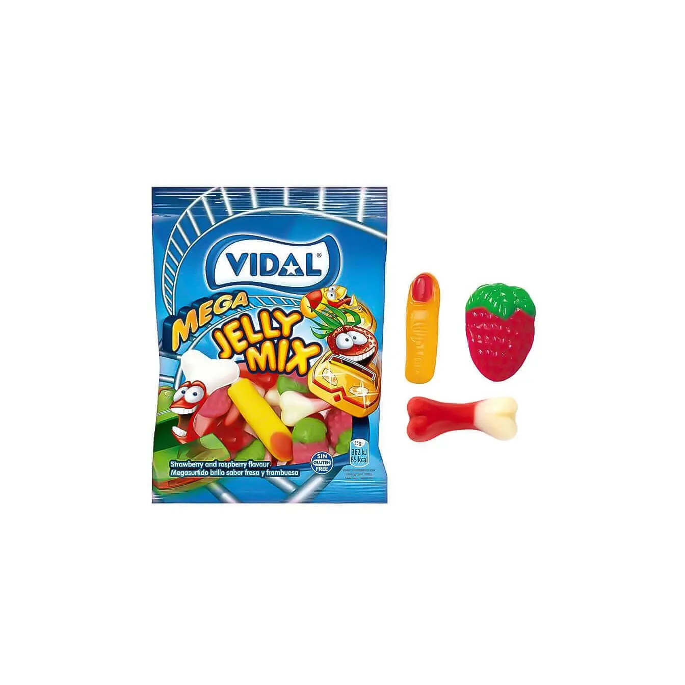 Glitter mega-assorted Vidal sweets-14 bags of 90gr-a delicious selection of Vidal sweets: colored fingers, wild strawberries, bones... -Gluten free