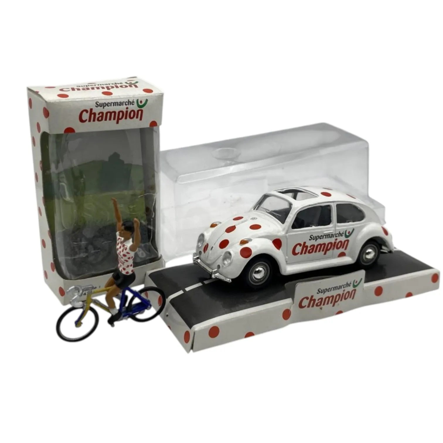 Norev, véhicule utilitaire allemand, publicité de supermarché français avec cycliste du Tour de France en montagne, échelle 1:43, miniature en métal moulé sous pression, collection spéciale hommage au Tour de France, sans livret, emballage blister d'origine